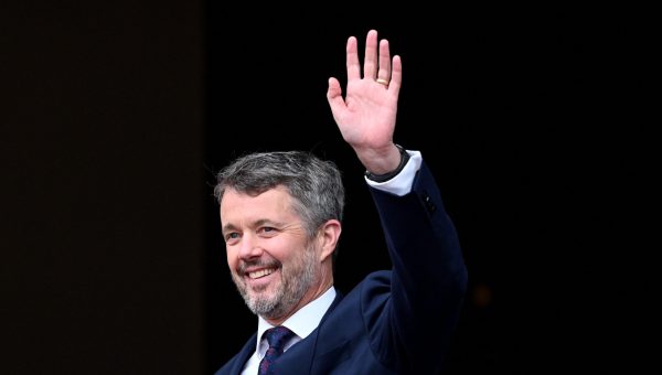 COPENHAGEN, DENMARK - NOVEMBER 12: Crown Prince Frederik waves to the audience as he arrives for a reception at City Hall during the celebrations of the 50th anniversary of Queen's accession to the throne in Copenhagen, Denmark, on November 12, 2022. After the death of Queen Elizabeth II, Queen Margrethe II is now Europe's longest-ruling monarch. Sergei Gapon / Anadolu Agency/ABACAPRESS.COM